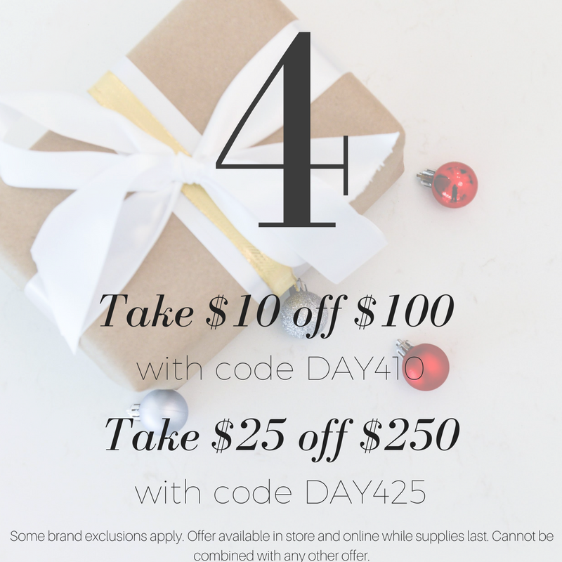 giveaway day 4: take $10 off $100 with code DAY410. take $25 off $250 with code DAY425.