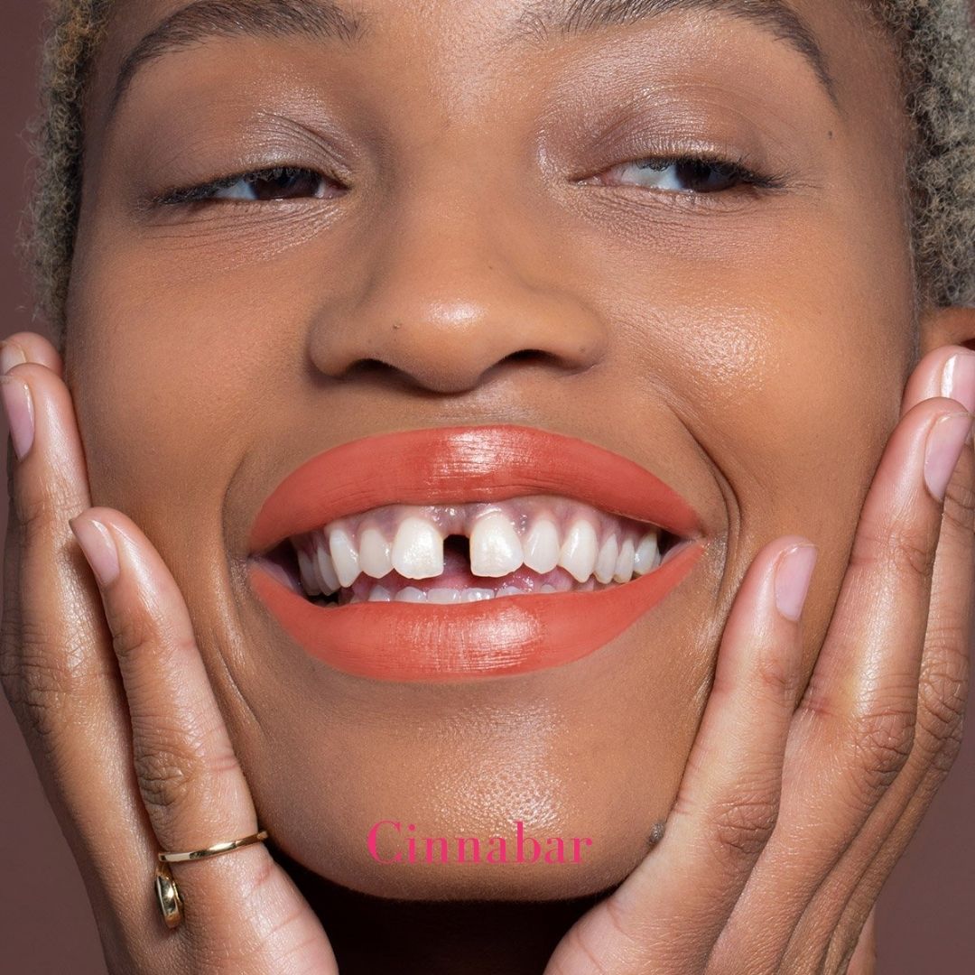 ILIA Color Block High Impact Lipstick - AILLEA - Cinnabar: Muted Brick with Warm Undertones on Models Lips