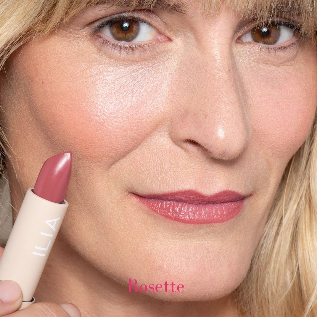 ILIA Color Block High Impact Lipstick - AILLEA - Rosette: Soft Pink with Cool Undertones on Models Lips