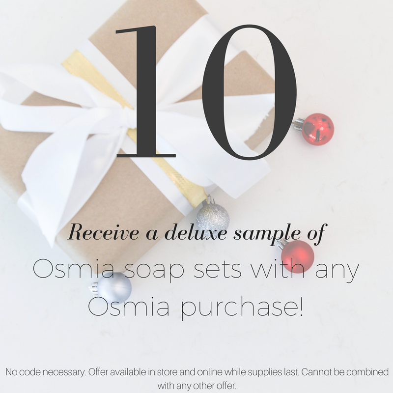 giveaway day 10: receive a deluxe sample of osmia soap sets with any osmia purchase! 