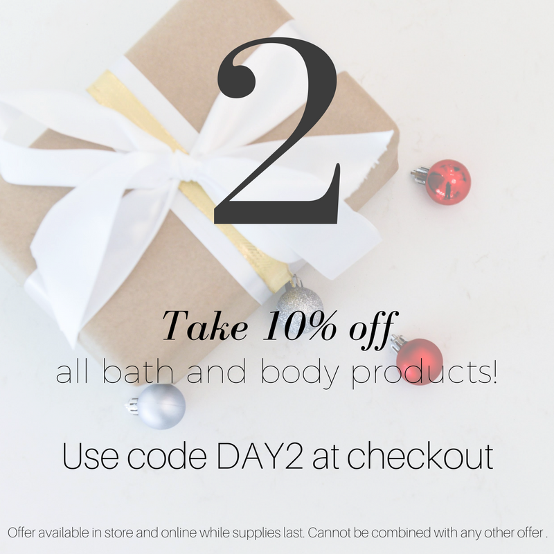 giveaway day 2: take 10% off all bath and body products! use code DAY2 at checkout 