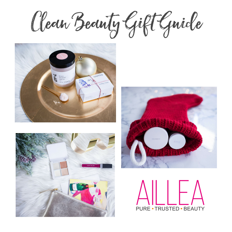 clean beauty gift guide featuring products sold at aillea