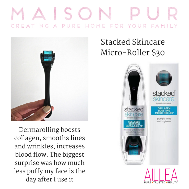 stacked skincare micro-roller, $30. article by maison pur. dermarolling boosts collagen, smooths lines and wrinkles, increases blood flow. the biggest surprise was how much less puffy my face is the day after I use it.