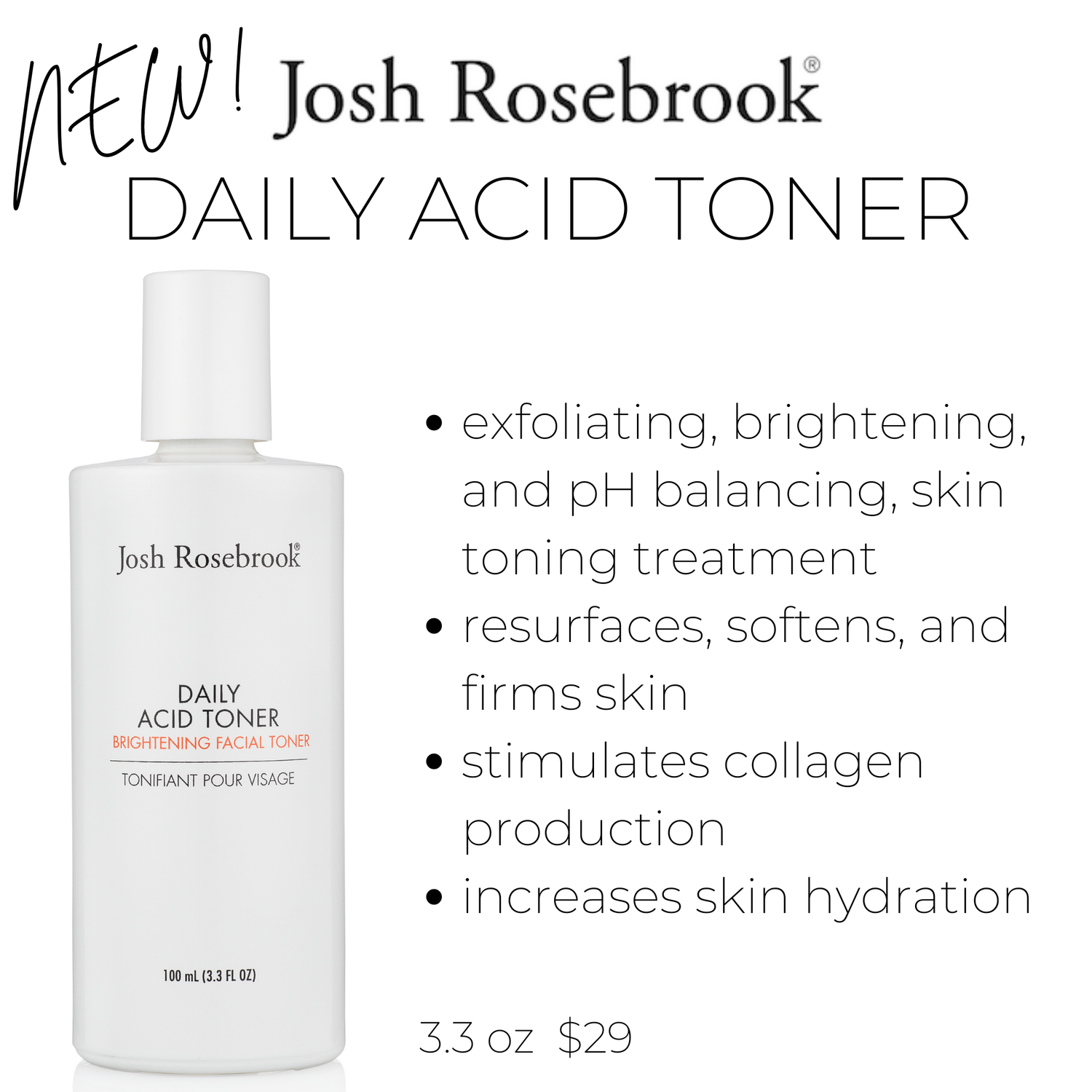new! josh rosebrook daily acid toner 