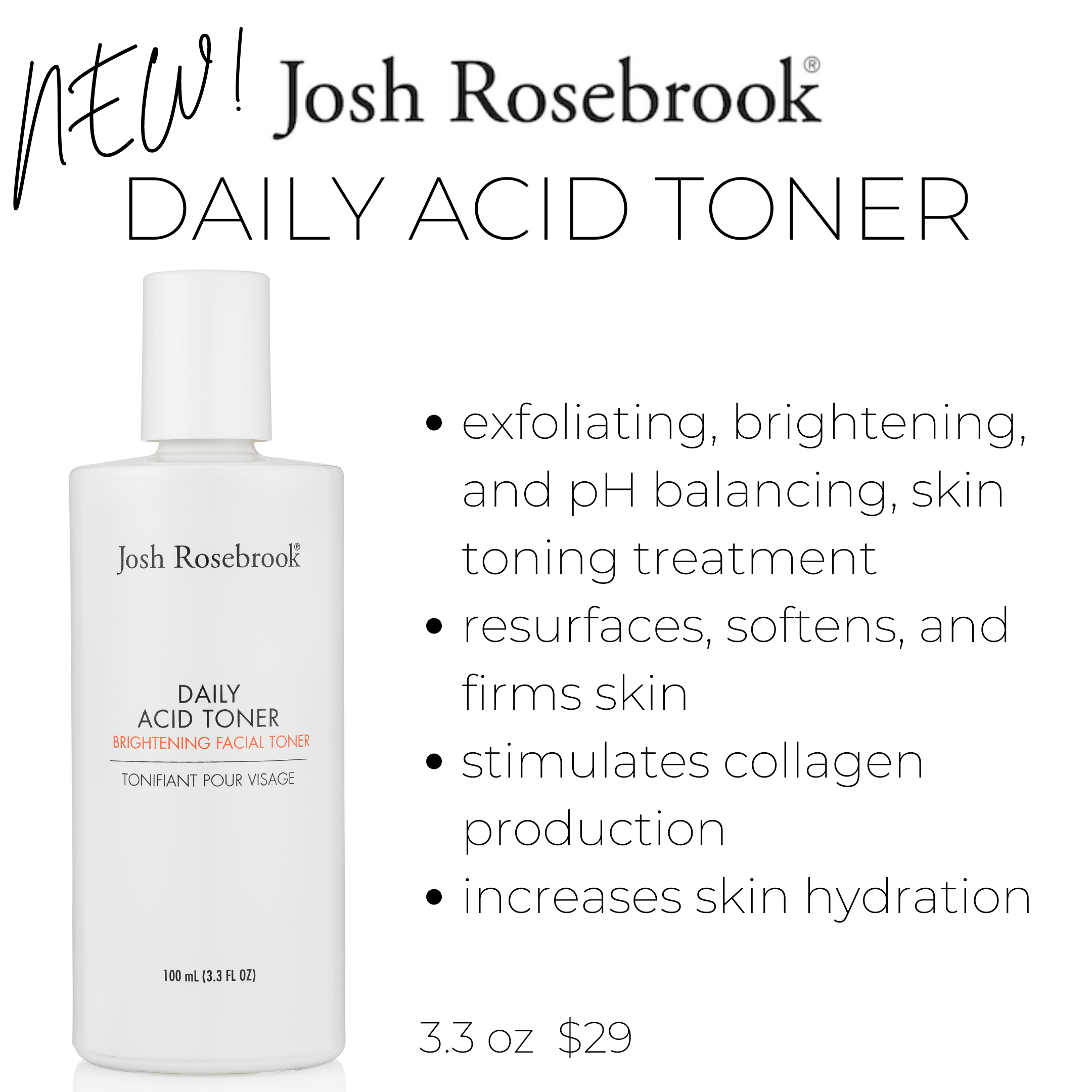 new! josh rosebrook daily acid toner 