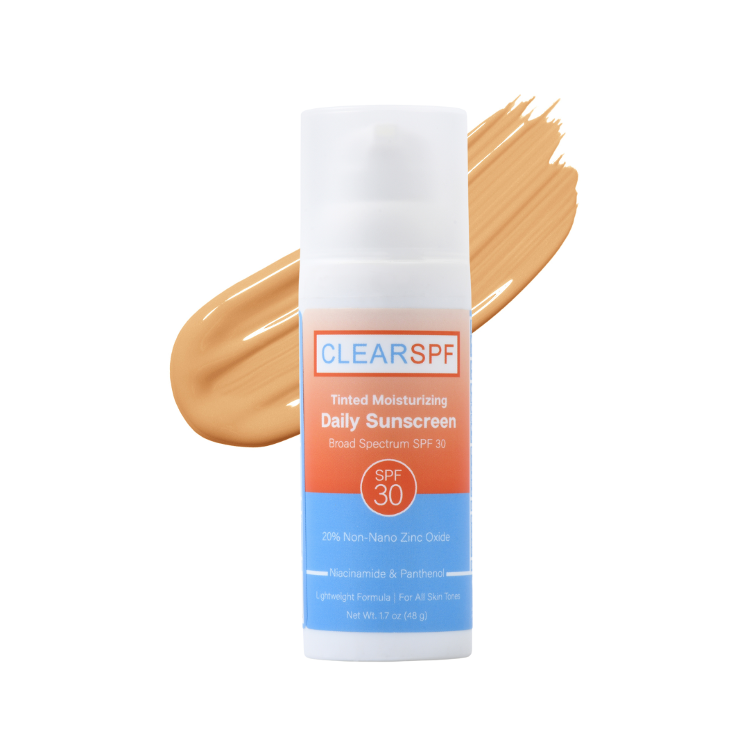 clear spf tinted sunscreen with swatch