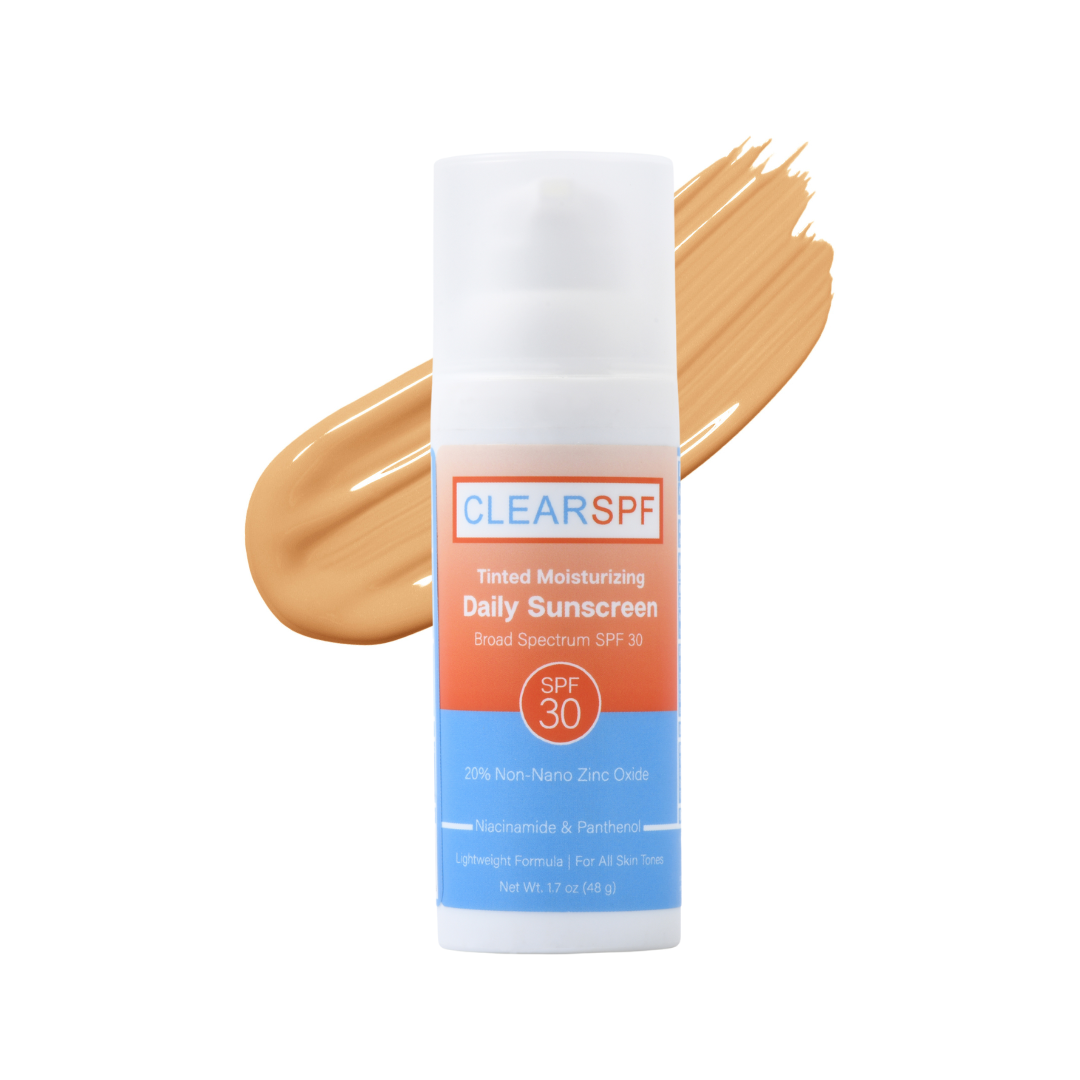 Clear SPF Sheer Sunscreen with swatch at AILLEA