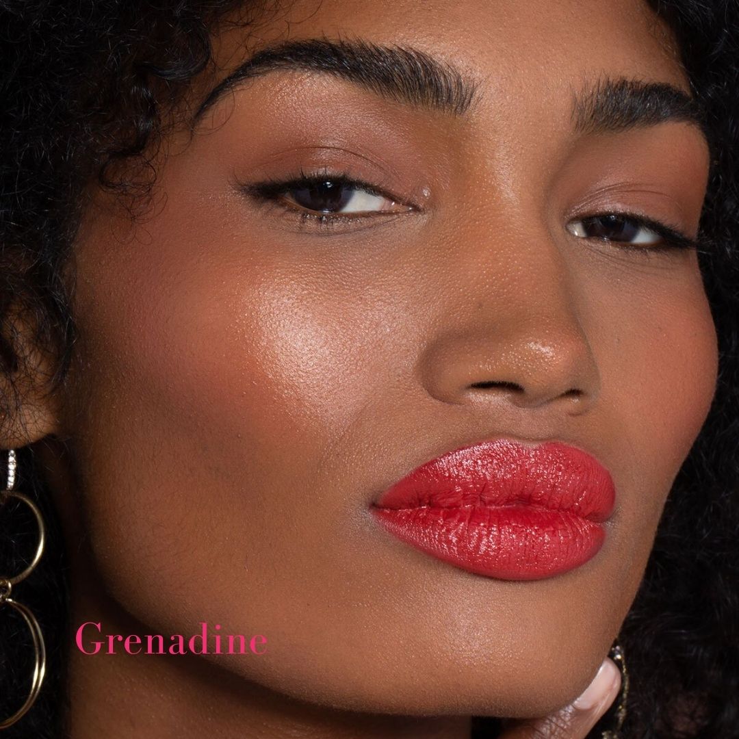 ILIA Color Block High Impact Lipstick - AILLEA - Grenadine: Coral Red with Warm Undertones on Models Lips