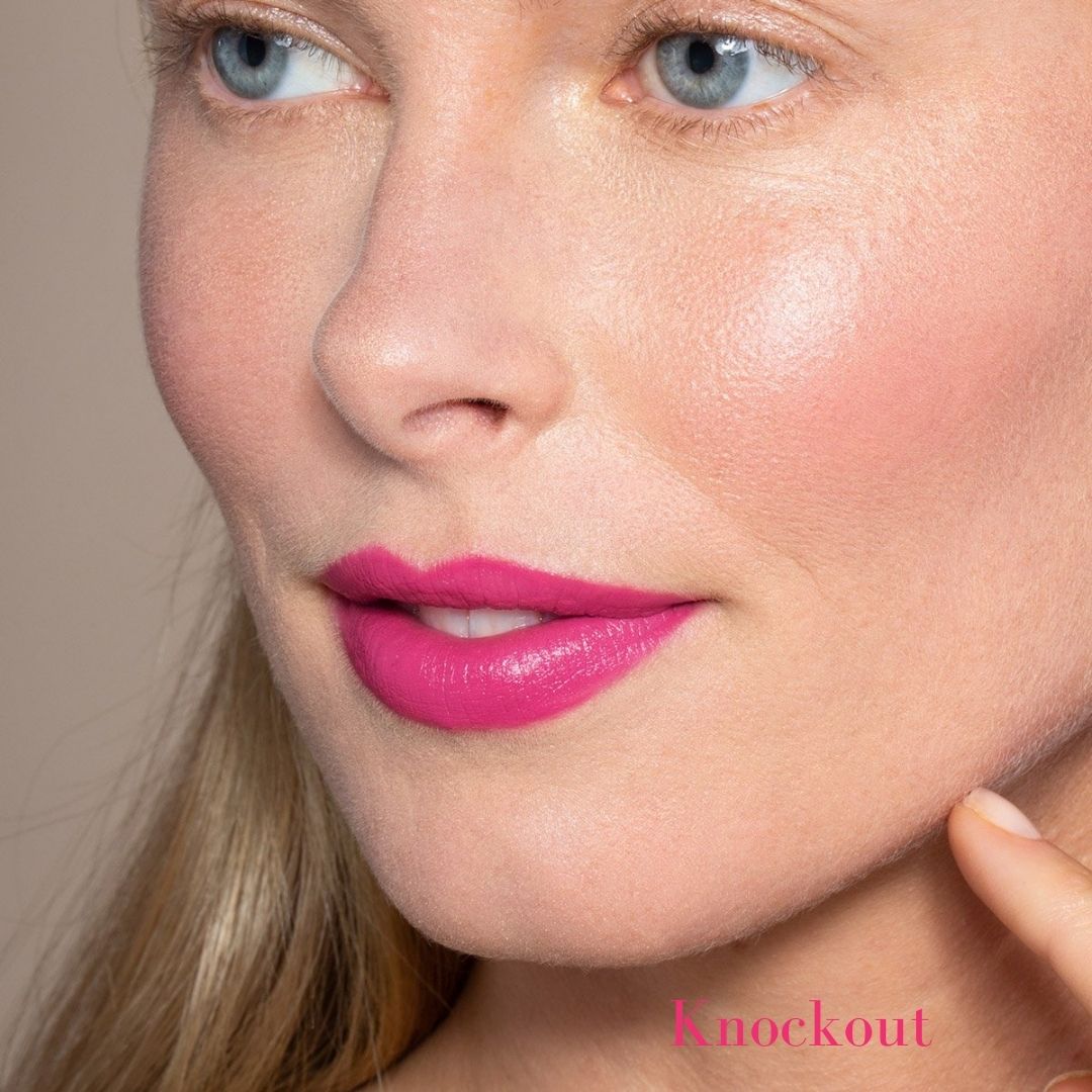 ILIA Color Block High Impact Lipstick - AILLEA - Knockout: Bold Magenta with Cool Undertones on Models Lips