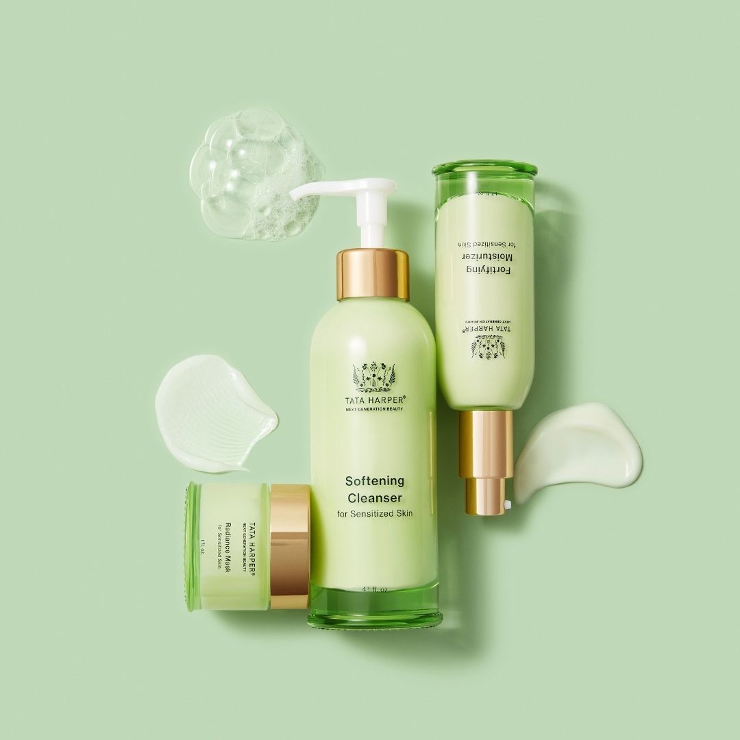 Tata Harper Superkind Skincare Collection and Textures. A skin safe tested and clinically backed skincare line that is super effective and powerful even on the most sensitive of skins. Softening Cleanser, Radiance Mask and Fortifying Moisturizer. - AILLEA