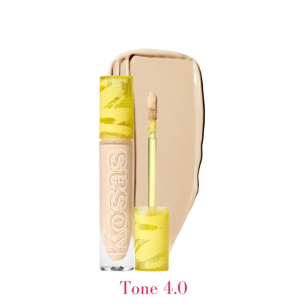 Kosas Revealer Concealer - Tone 04 Light medium with golden undertones and swatch - AILLEA