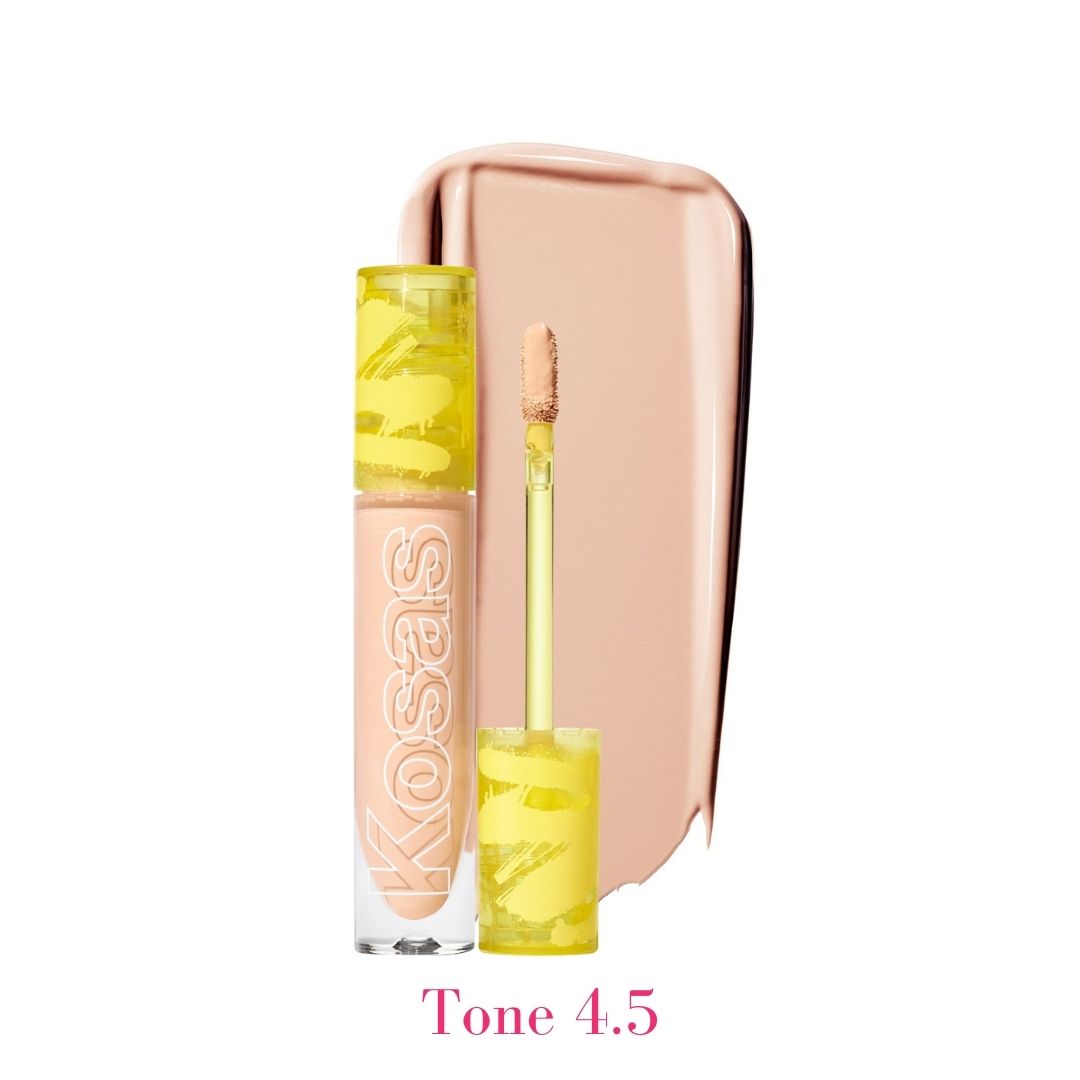 Kosas Revealer Concealer - Tone 4.5 Light medium with subtle pink undertones and swatch - AILLEA