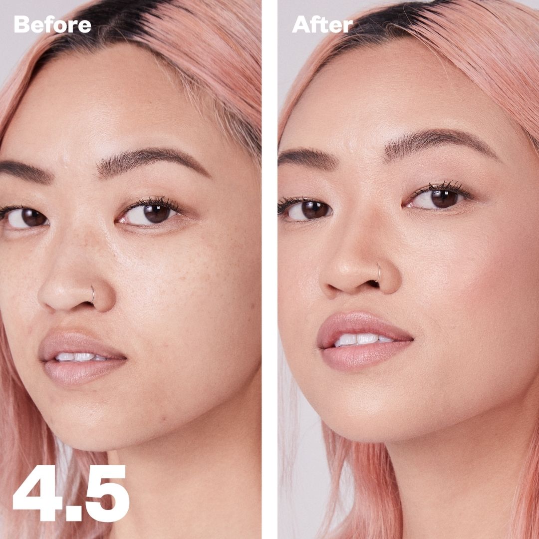 Kosas Revealer Concealer - Tone 4.5 Light medium with subtle pink undertones. Before and after on models skin, covers acne scars, dark circles, looks like skin. - AILLEA