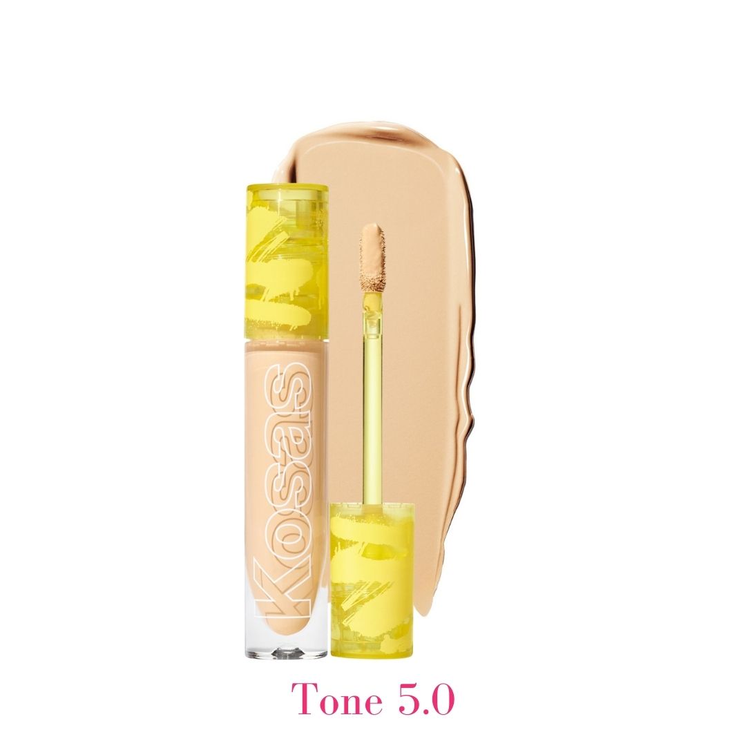 Kosas Revealer Concealer - Tone 05 Medium with golden undertones and swatch - AILLEA