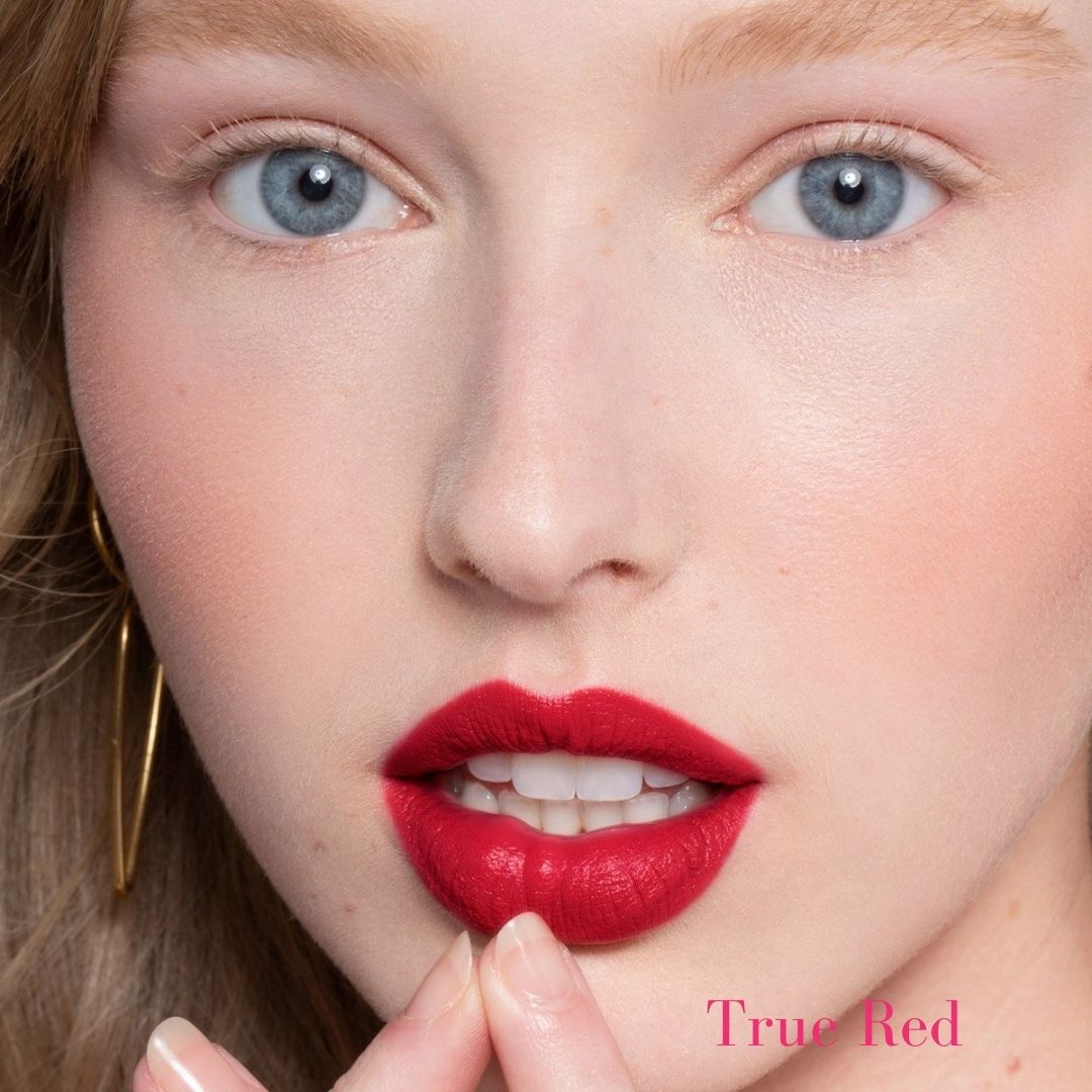 ILIA Color Block High Impact Lipstick - AILLEA - True Red: ﻿Real Red with Cool Undertones on Models Lips