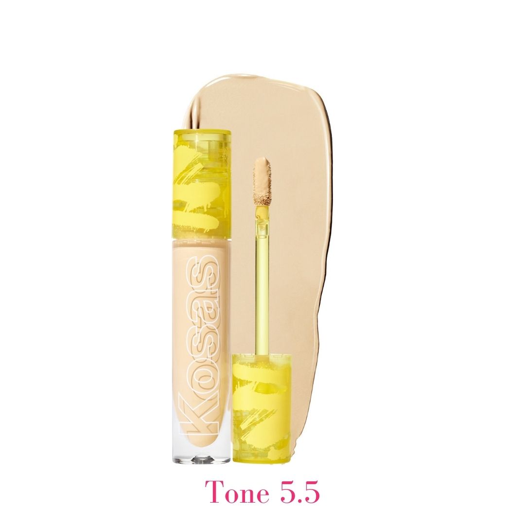 Kosas Revealer Concealer - Tone 5.5 Medium with olive undertones and swatch - AILLEA