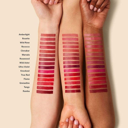 ILIA Color Block High Impact Lipstick - AILLEA - All 15 shades swatched on different skin tones.