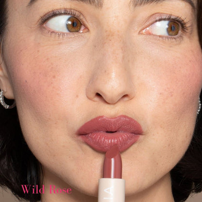 ILIA Color Block High Impact Lipstick - AILLEA - Wild Rose: Mauve with Neutral Undertones on models lips