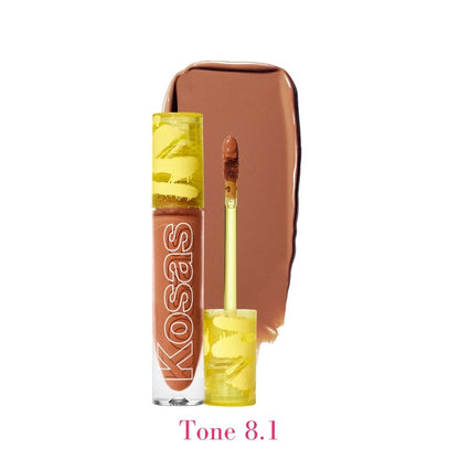Kosas Revealer Concealer - Tone 8.1 Tan with olive cool undertones and swatch - AILLEA