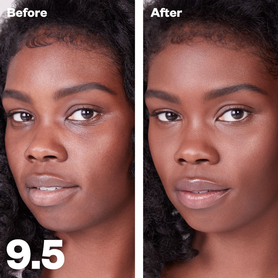 Kosas Revealer Concealer - Tone 9.5 Deep with neutral cool undertones. Before and after on model. Conceals dark circles - AILLEA