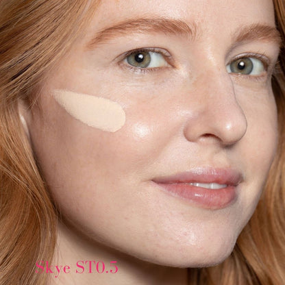 ILIA Super Serum Skin Tint SPF 40 - ST0.5 Skye: (for very fair skin with neutral undertones) On Model - AILLEA