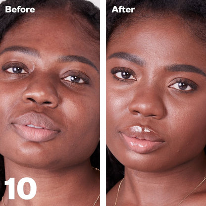 Kosas Revealer Concealer - Tone 10 Rich deep with golden undertones and swatch. Before and after on model. - AILLEA