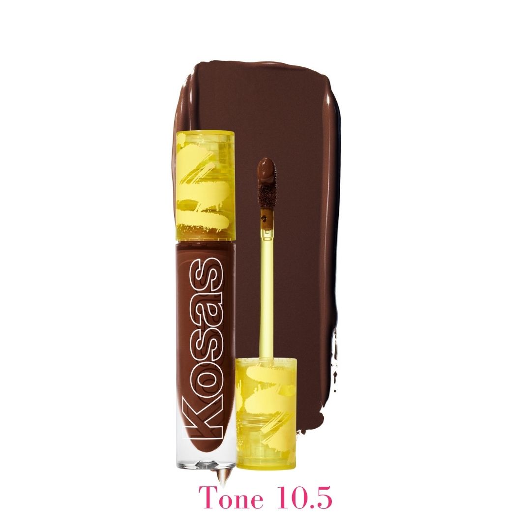 Kosas Revealer Concealer - Tone 10.5 Rich deep with neutral undertones and swatch. - AILLEA