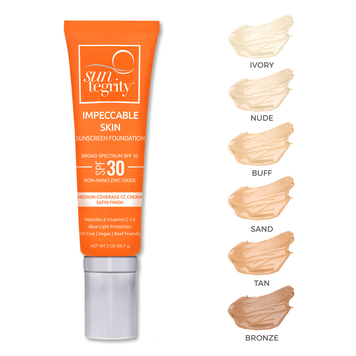 Suntegrity Impeccable Skin SPF 30 - all swatches - AILLEA