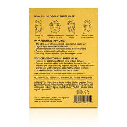 Orgaid Vitamin C and Revitalizing Sheet Mask - Box of 4 - AILLEA